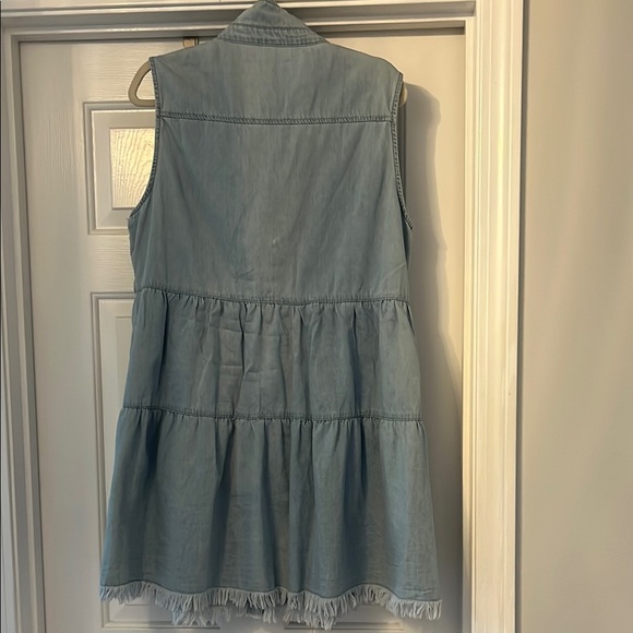 Sleeveless Light Blue Denim Dress - Picture 2 of 4